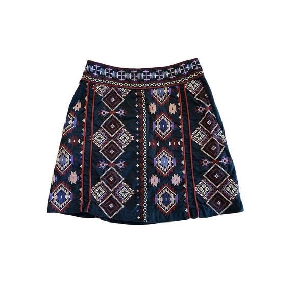 Embroidered SKIRT Monsoon Size 4 Black, Pink Zipper Women’s Aztec 27”x 17.5” - Picture 1 of 8